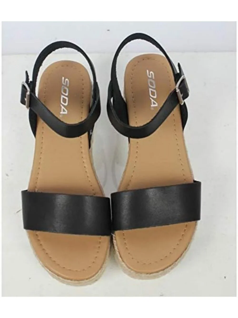 Open Toe Buckle Ankle Strap Espadrilles Wedge Sandals - Casual Flatform Shoes